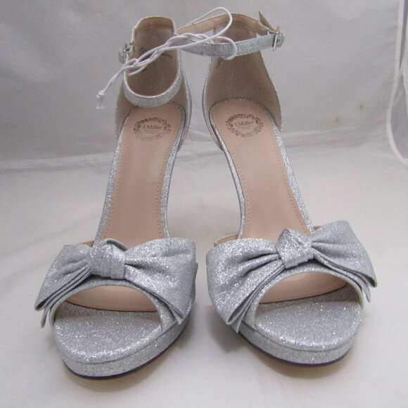 I. Miller Women's Heels 9.5 Silver Glittery Coquette Girl Feminine Party Evening - Picture 5 of 9